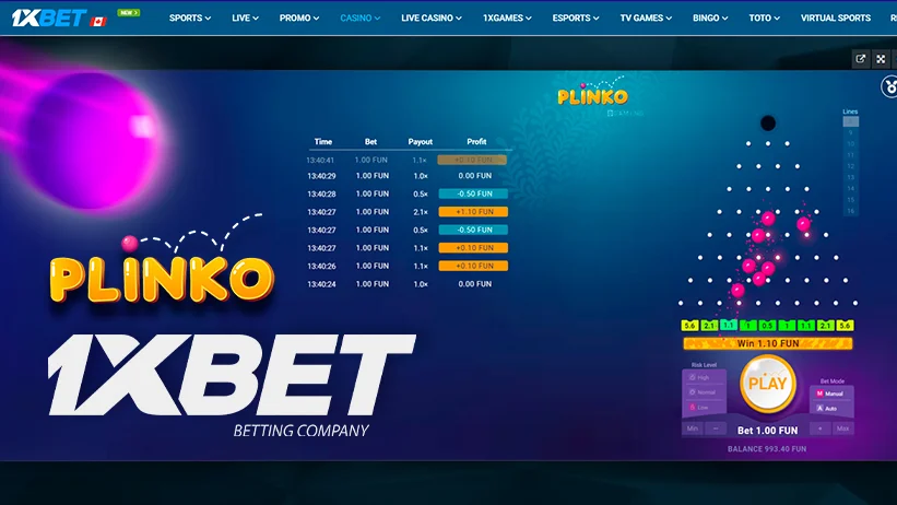 1xBet al juego de casino Plinko